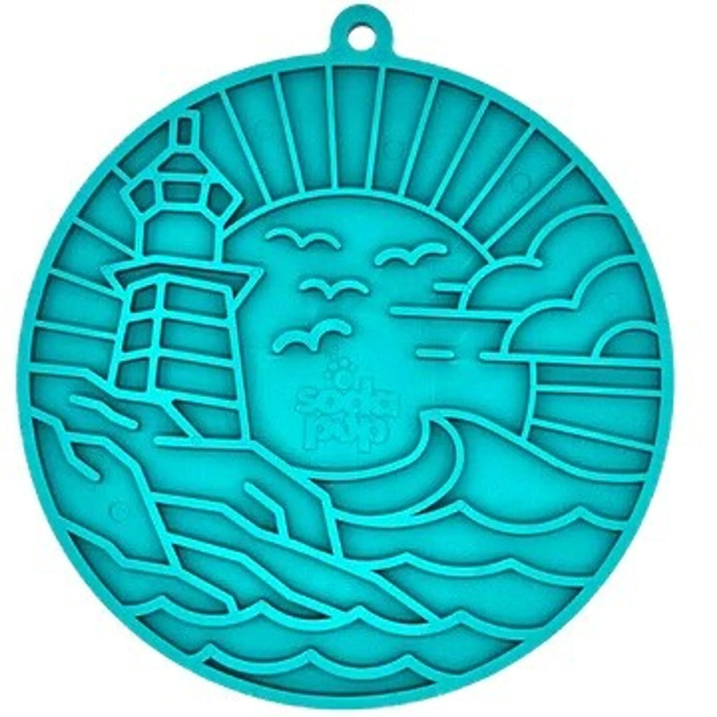 SodaPup eMat Lighthouse Lick Mat with Suction Cups – Sea Foam Blue (8")