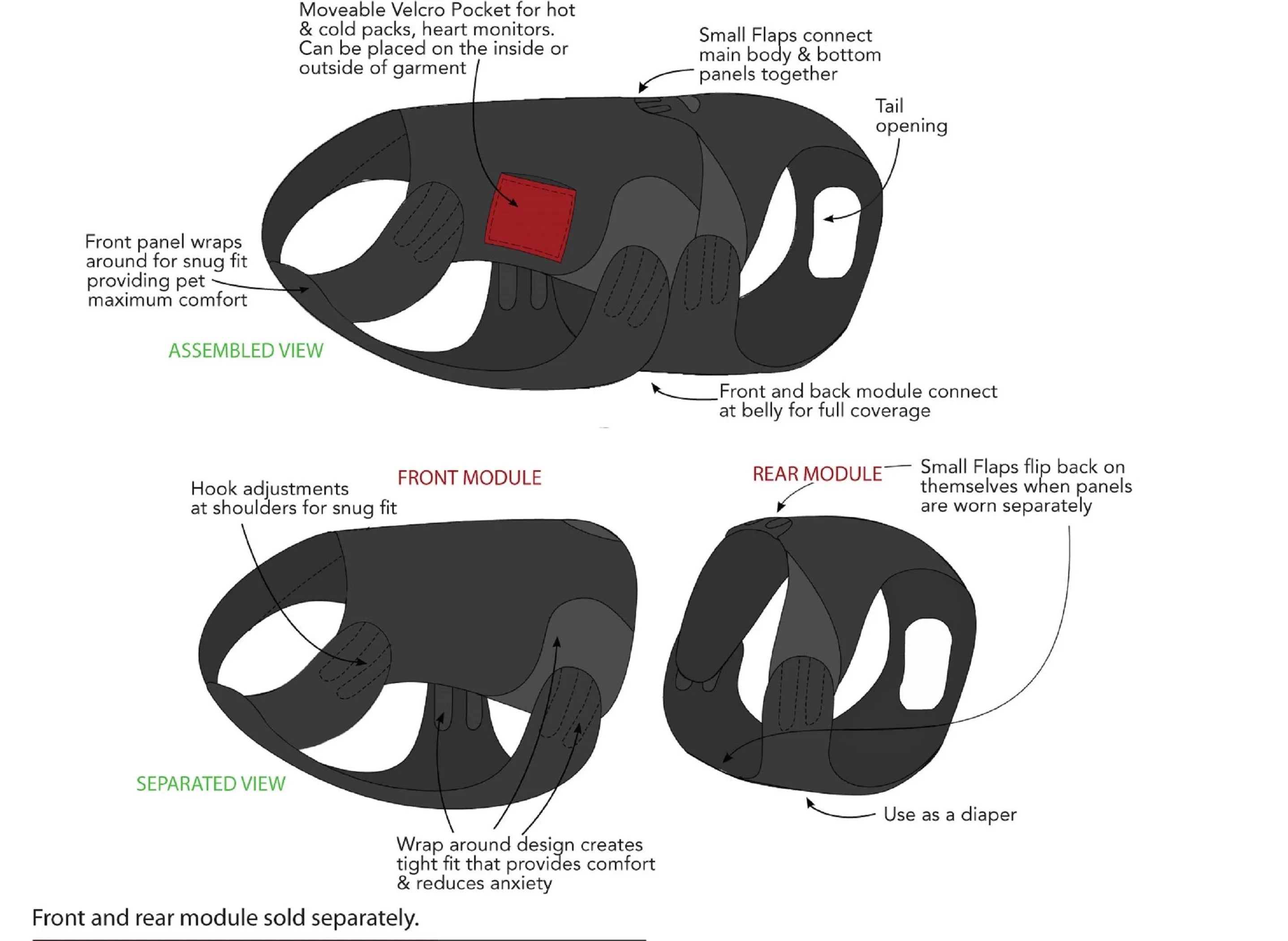 Healers Therapeutic Rear Body Wrap – Adjustable Post-Op & Calming Coverage (XS–XL)